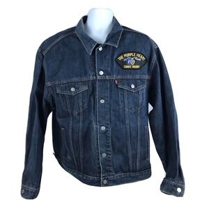 Levi's Denim 70507 0216 Trucker Blue Jean Jacket XL Purple Heart Military‎ Patch